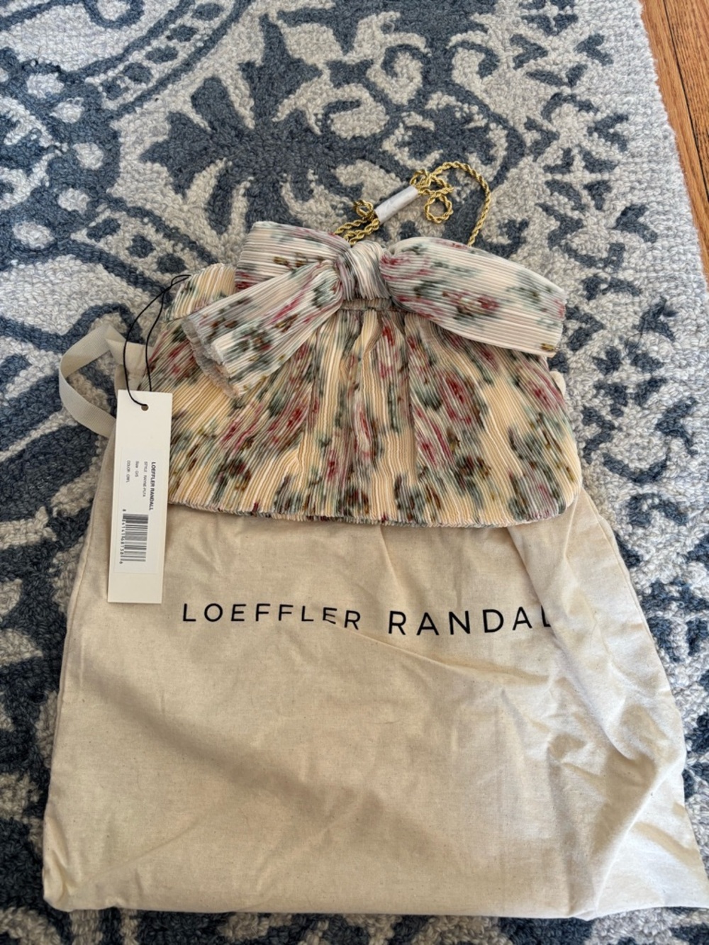 Loeffler Randall Rayne Pleated Floral clutch - Cream with Multi Floral